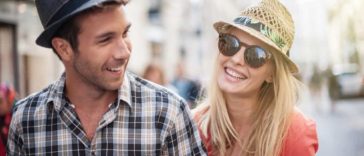 Man and woman wearing hats