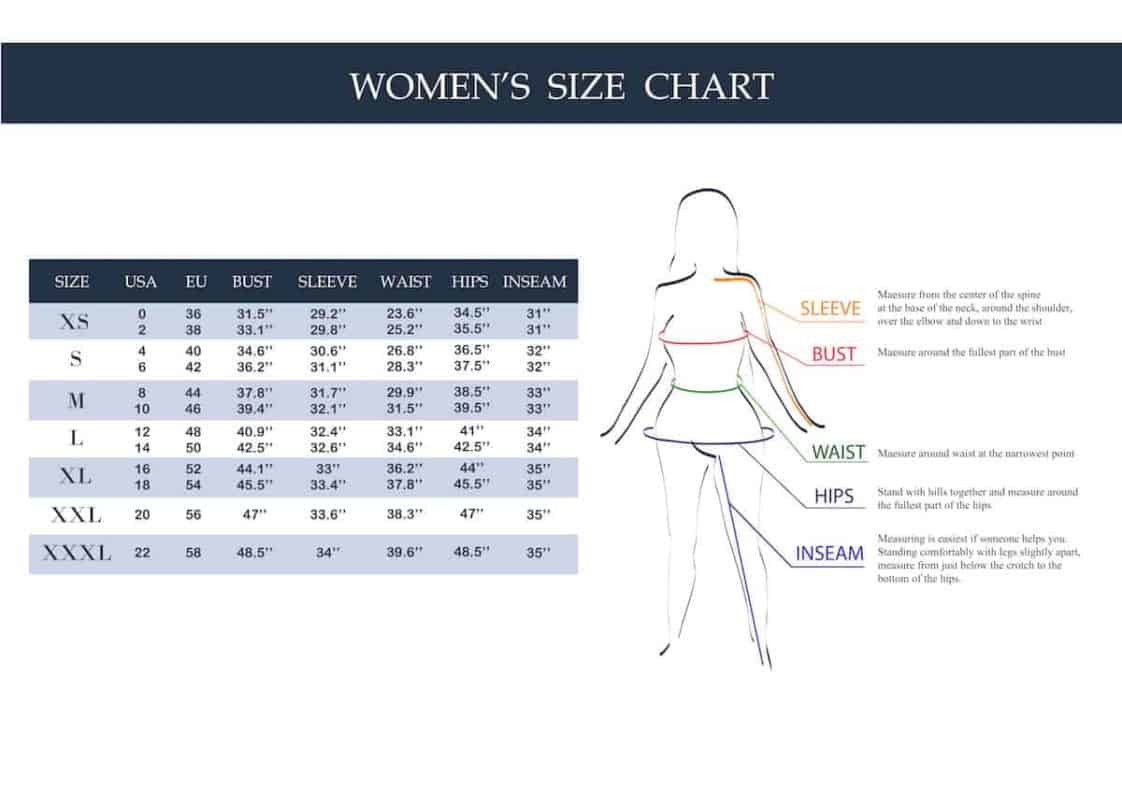 Woman's Clothing Size Conversion Chart (Pants, Shirts & Jackets ...