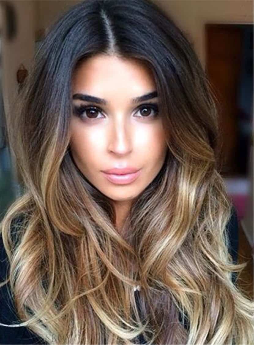Sexy Long Wavy Mixed Color At Foot Lace Front Wig Synthetic Hair 24 Inches