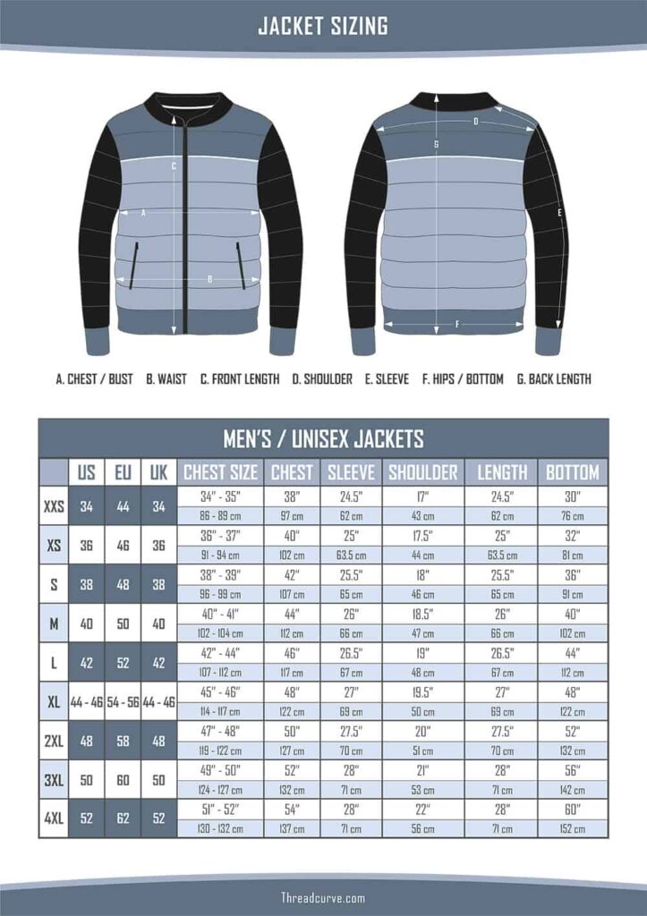 Ralph Mens Jacket Size Chart