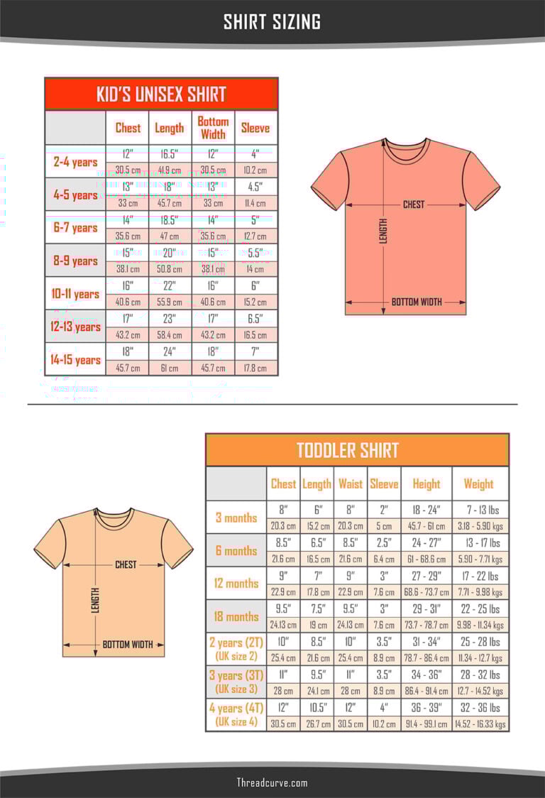 Shirt Sizes Charts (Women, Men, Kids & Toddlers): Get the Perfect Fit ...