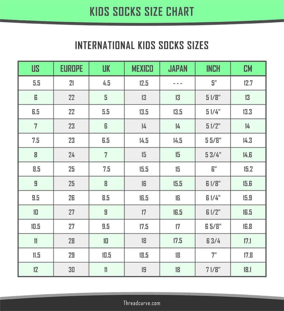 Child Sock Size Chart