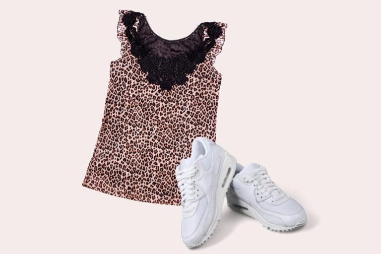 leopard tops and white sneakers