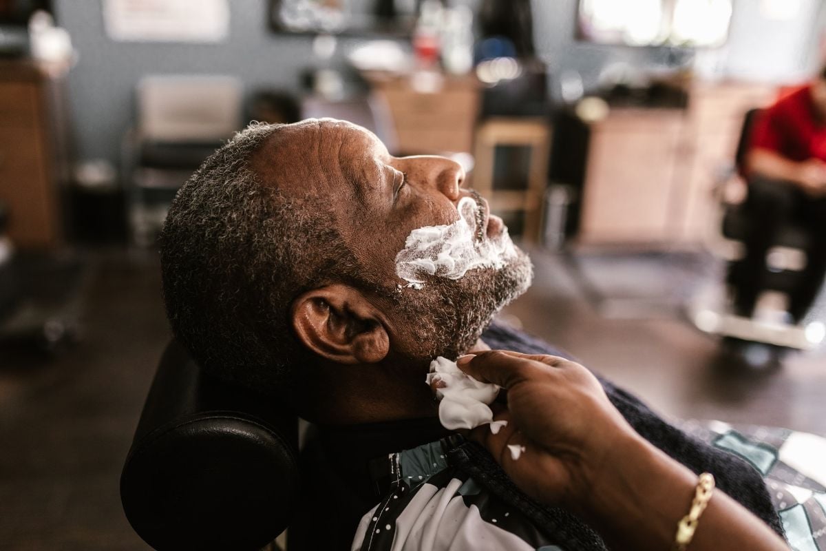 Getting a professional barber shave