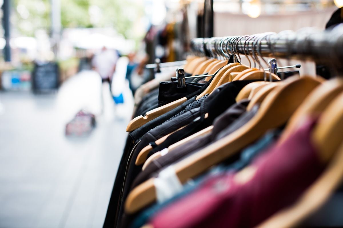 Row of hanging clothes