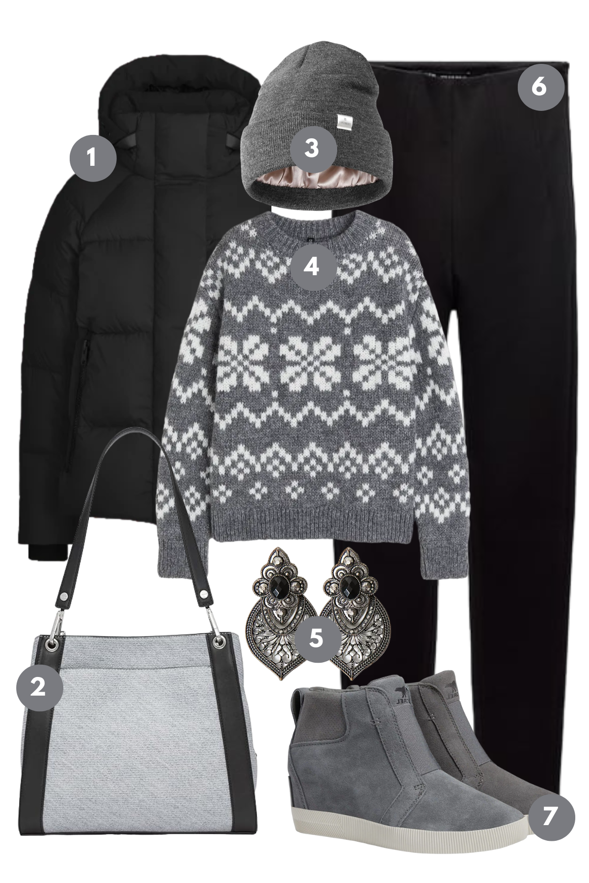 Cozy Winter Charm: A Monochrome Ensemble with a Touch of Pattern