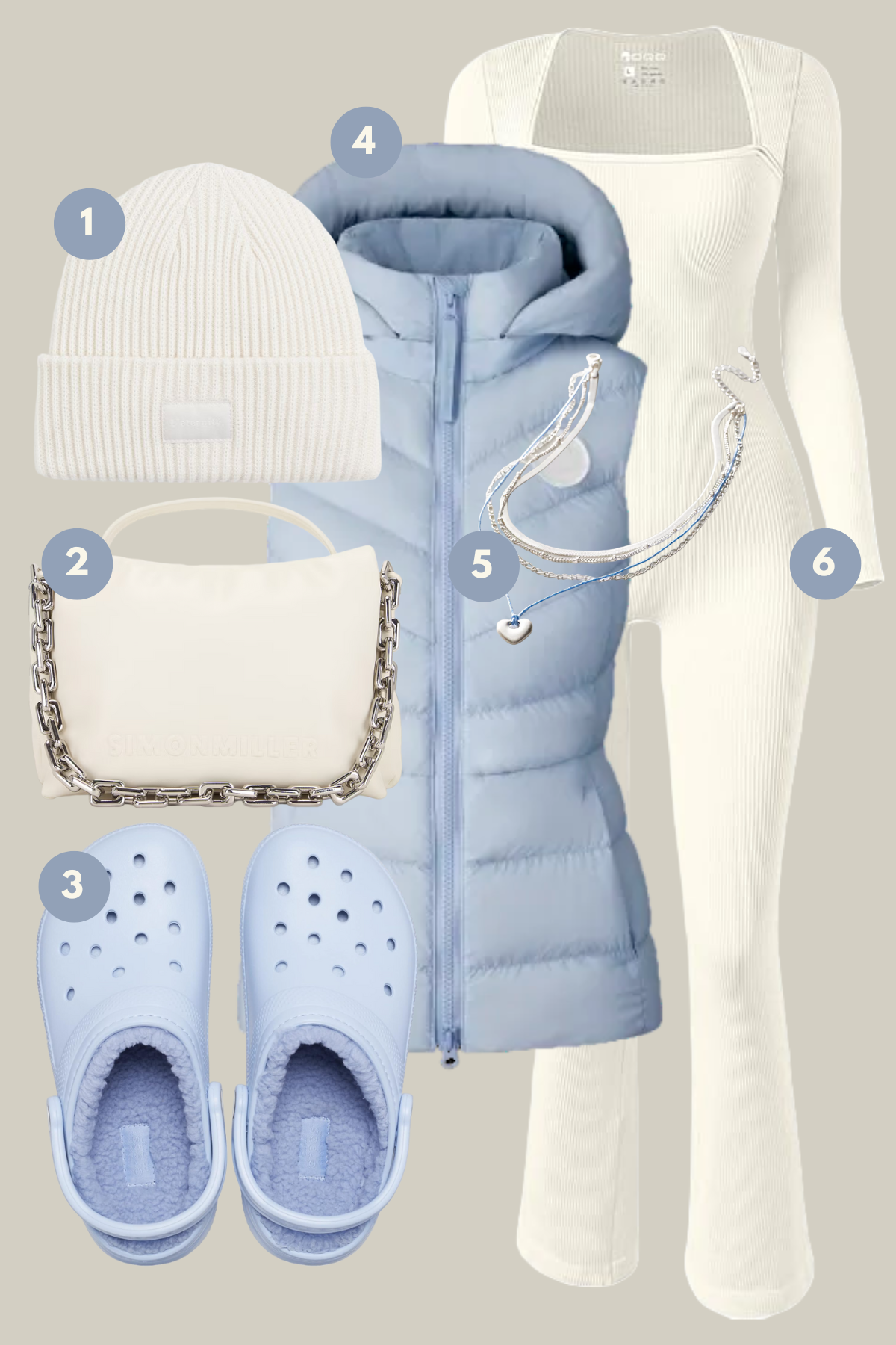 Icy Elegance: Crisp White and Serene Blue Winter Attire