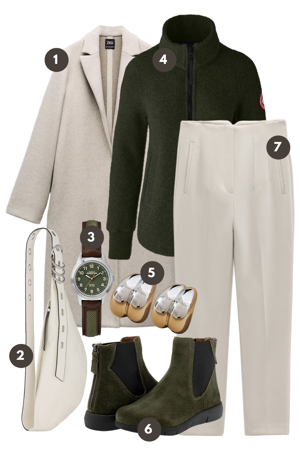 Chic Urban Layers: Sleek Neutrals Meet Military Green