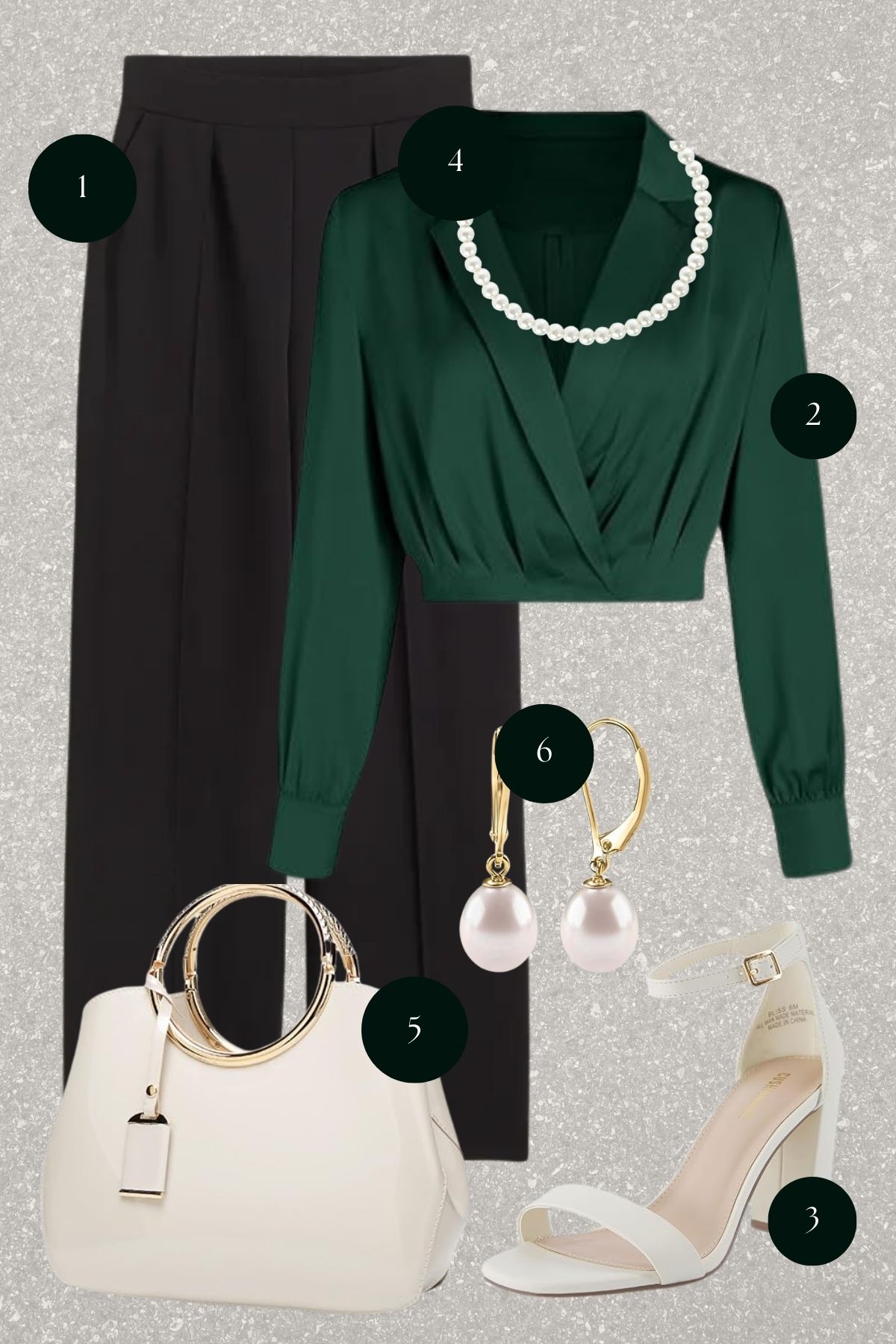 Elegant Evening Attire: A Touch of Class with Pearls and Emerald