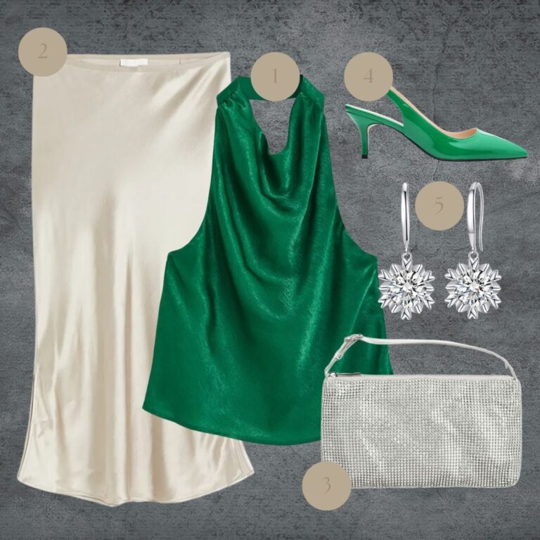 Emerald Nights: Radiant Green and Dazzling Whites for Evening Glamour