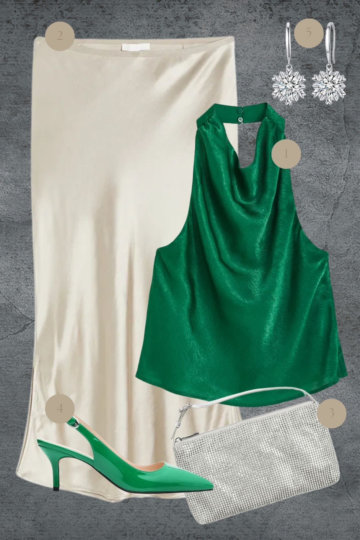 Emerald Nights: Radiant Green and Dazzling Whites for Evening Glamour