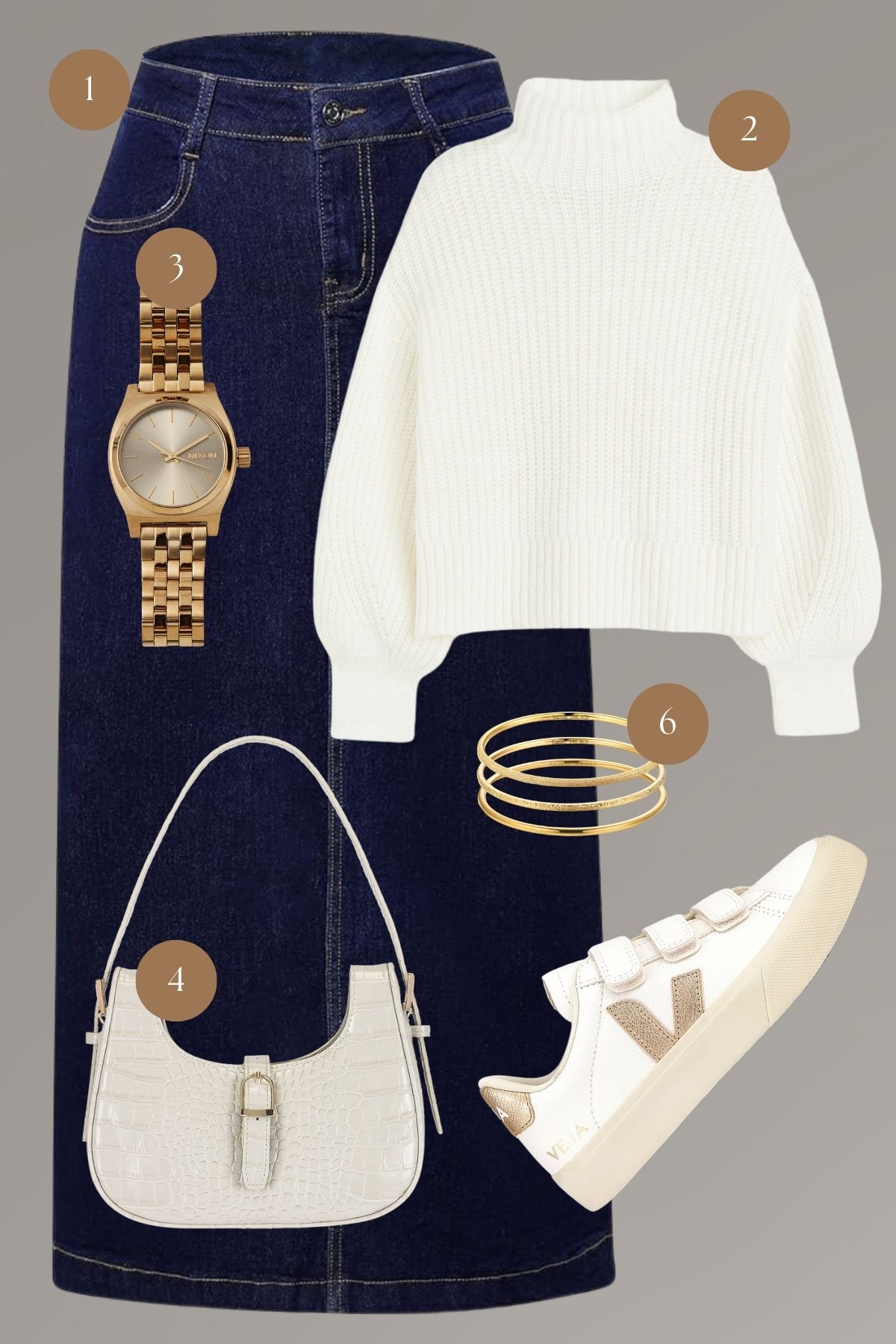 Classic Comfort: Cozy Knits and Denim with a Touch of Gold