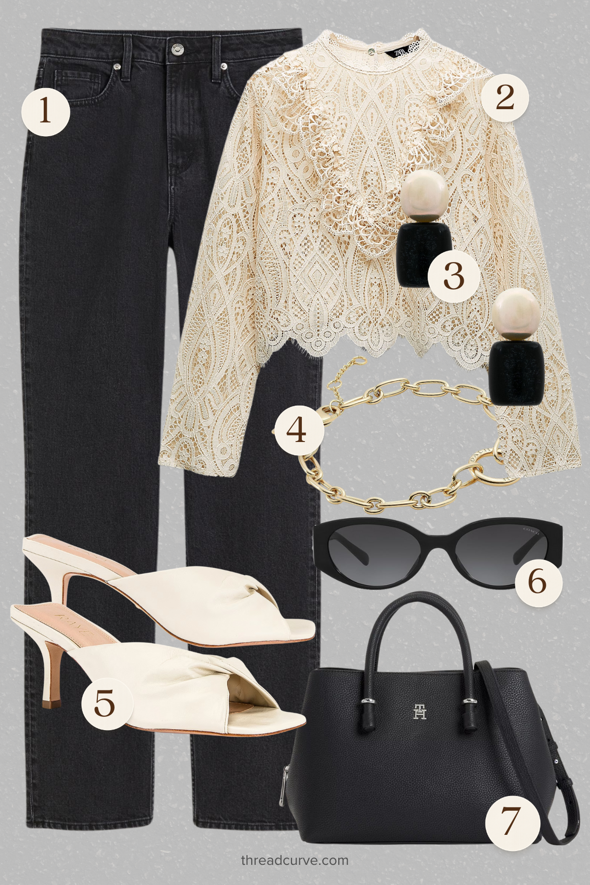 Chic Contrast: Delicate Lace Meets Bold Denim in a Modern Day-to-Night Ensemble