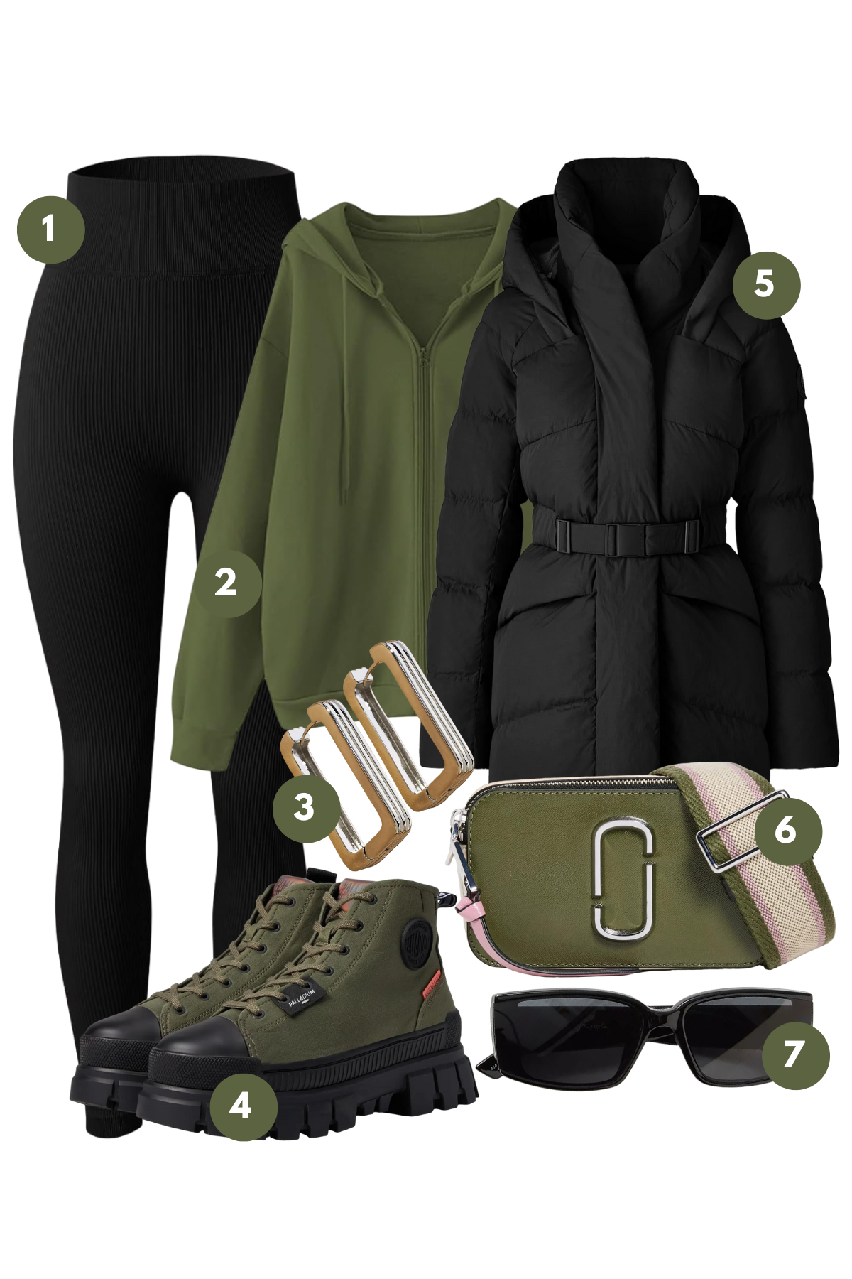 Urban Edge: Army Green Meets Sleek Black for a Bold Winter Statement