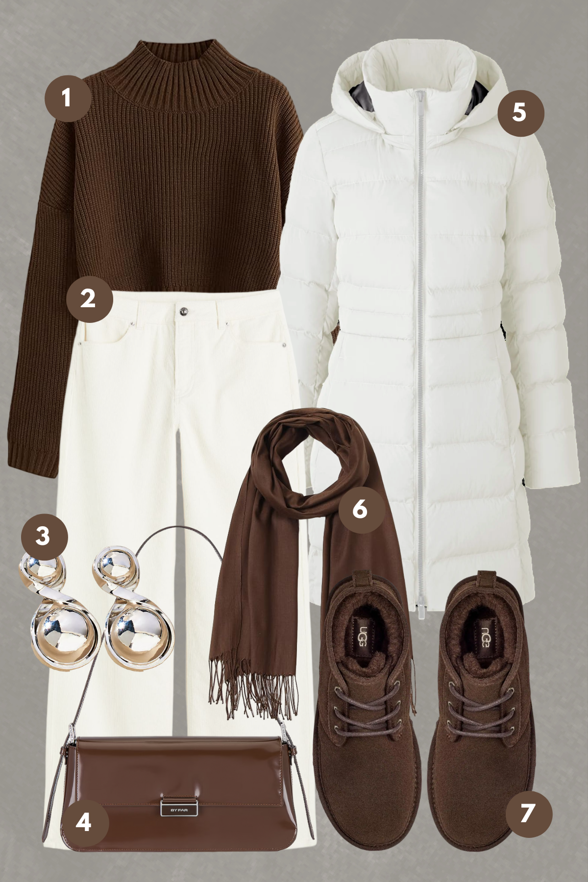 Chic Winter Warmth: Textured Layers in Chocolate and Cream