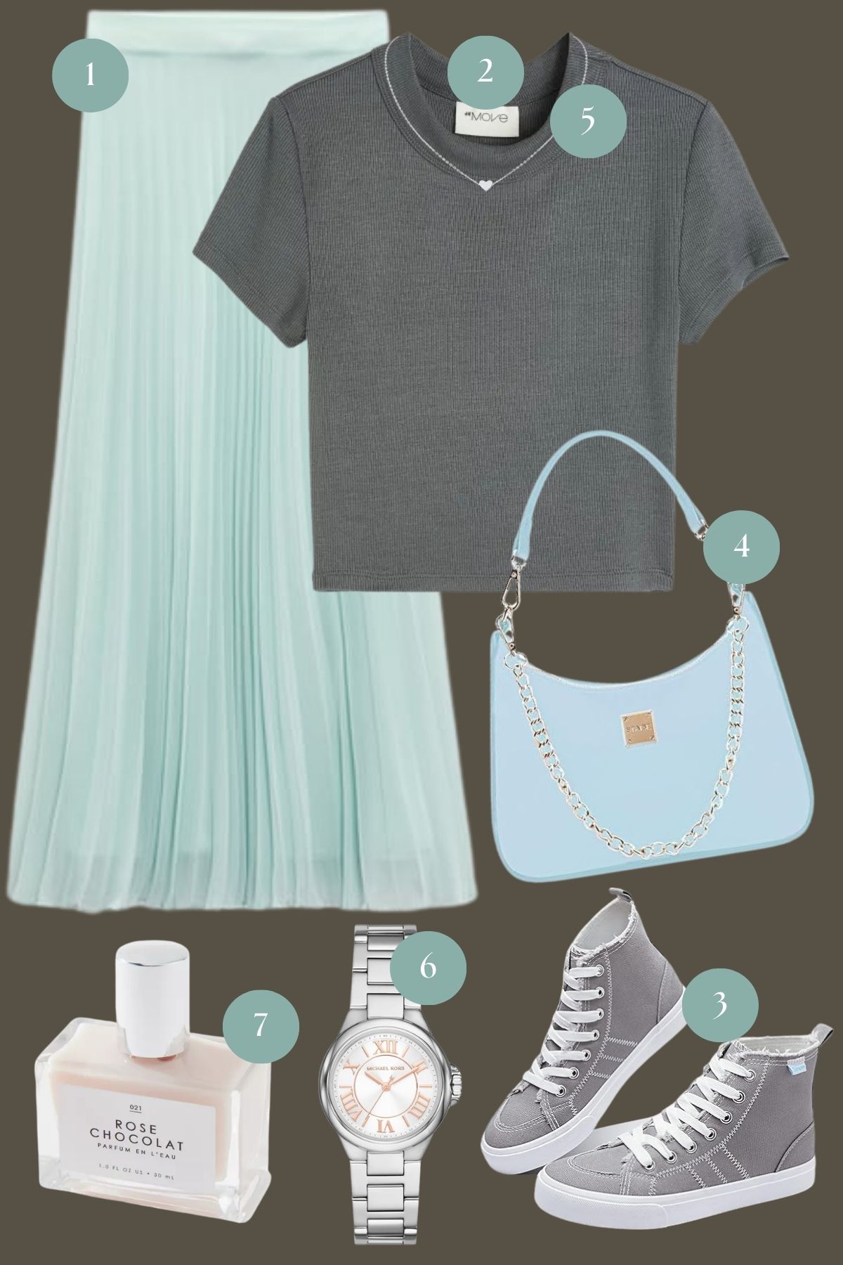 Chic Serenity: A Soft Pastel and Charcoal Ensemble