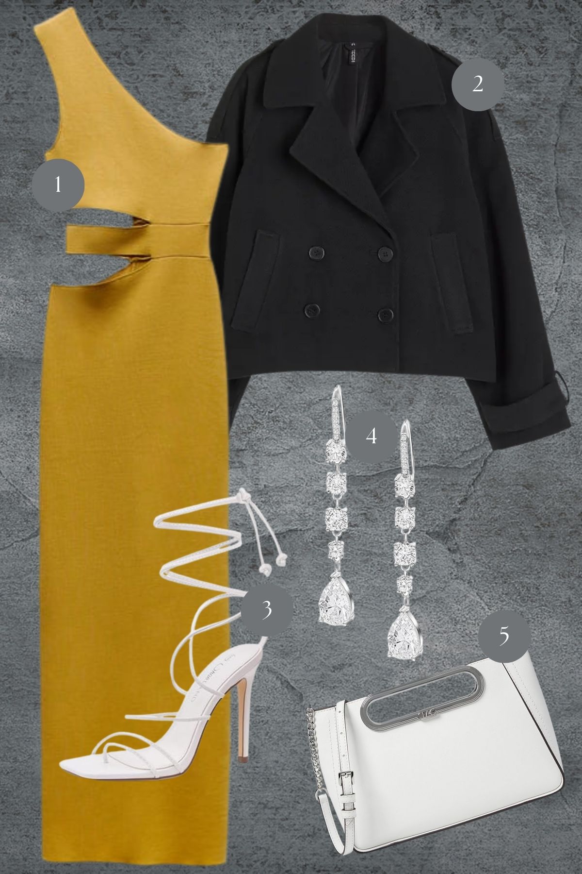 Chic Contrast: Bold Mustard Elegance Meets Classic Noir