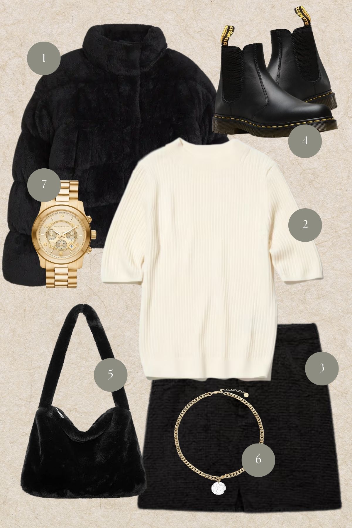 Winter Elegance: Timeless Black and Gold Ensemble for Sophisticated Warmth