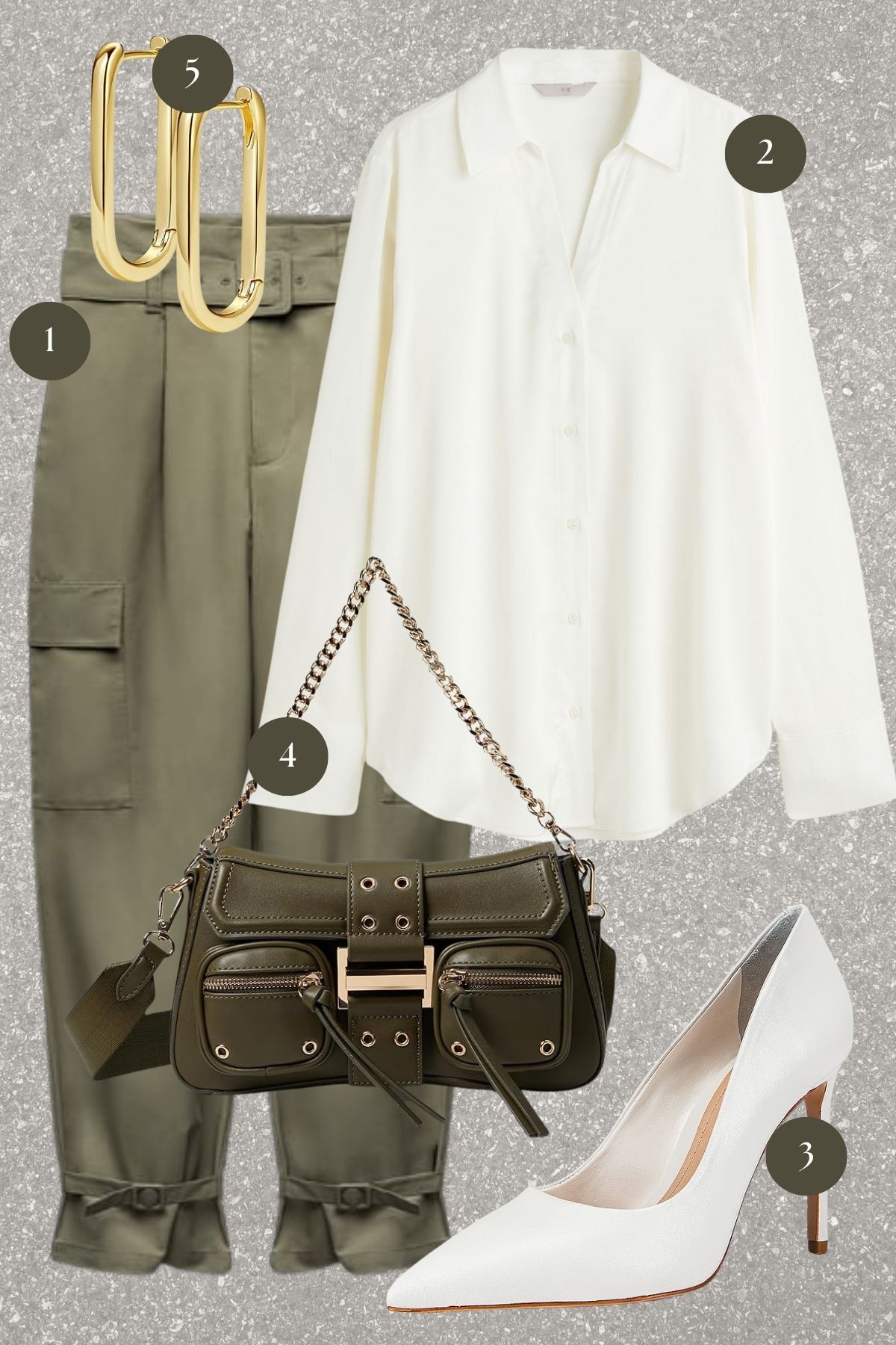 Urban Chic: Classic Whites with a Touch of Military Green