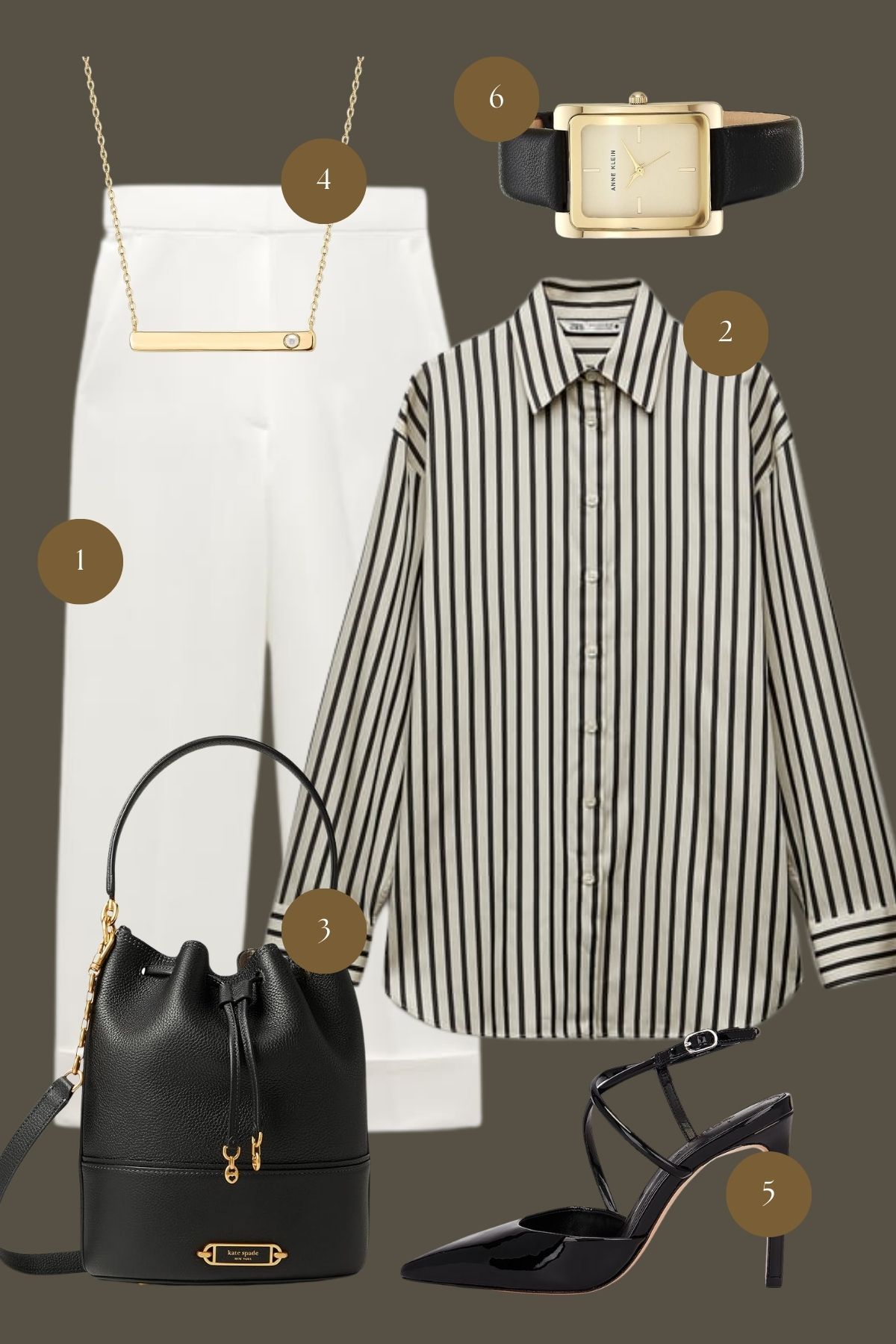 Striped Elegance: Monochromatic Harmony Meets Modern Accessorizing