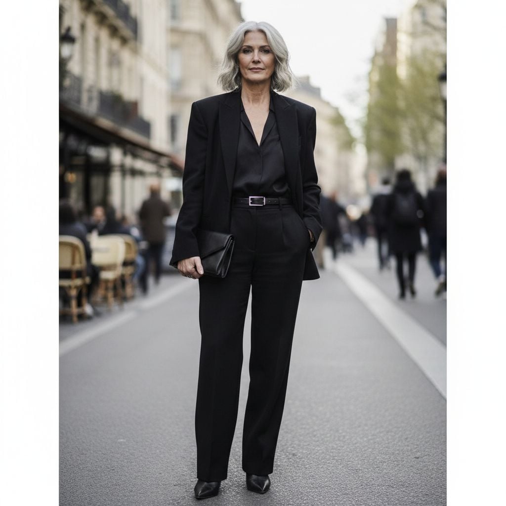 All-Black Monochrome Outfit with Tailored Blazer