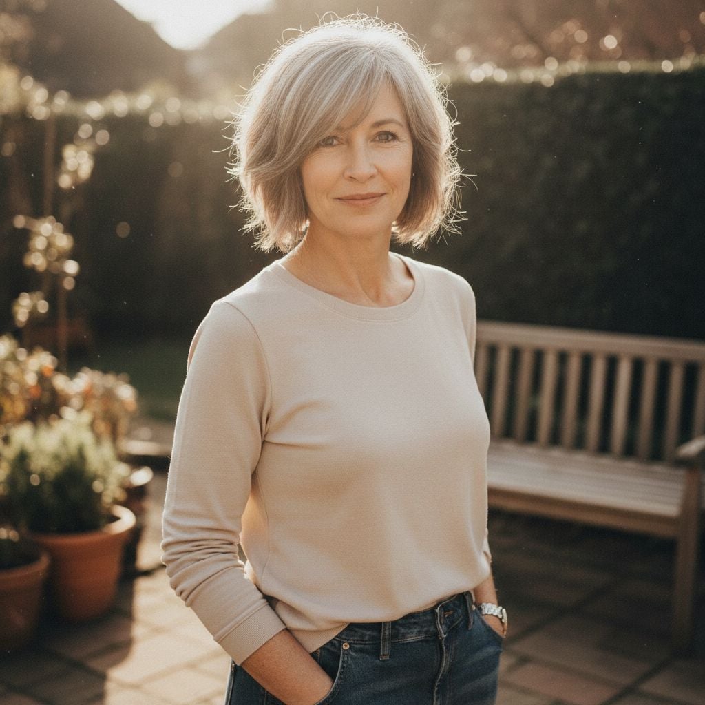 Asymmetrical Bob Hairstyle for Women Over 45