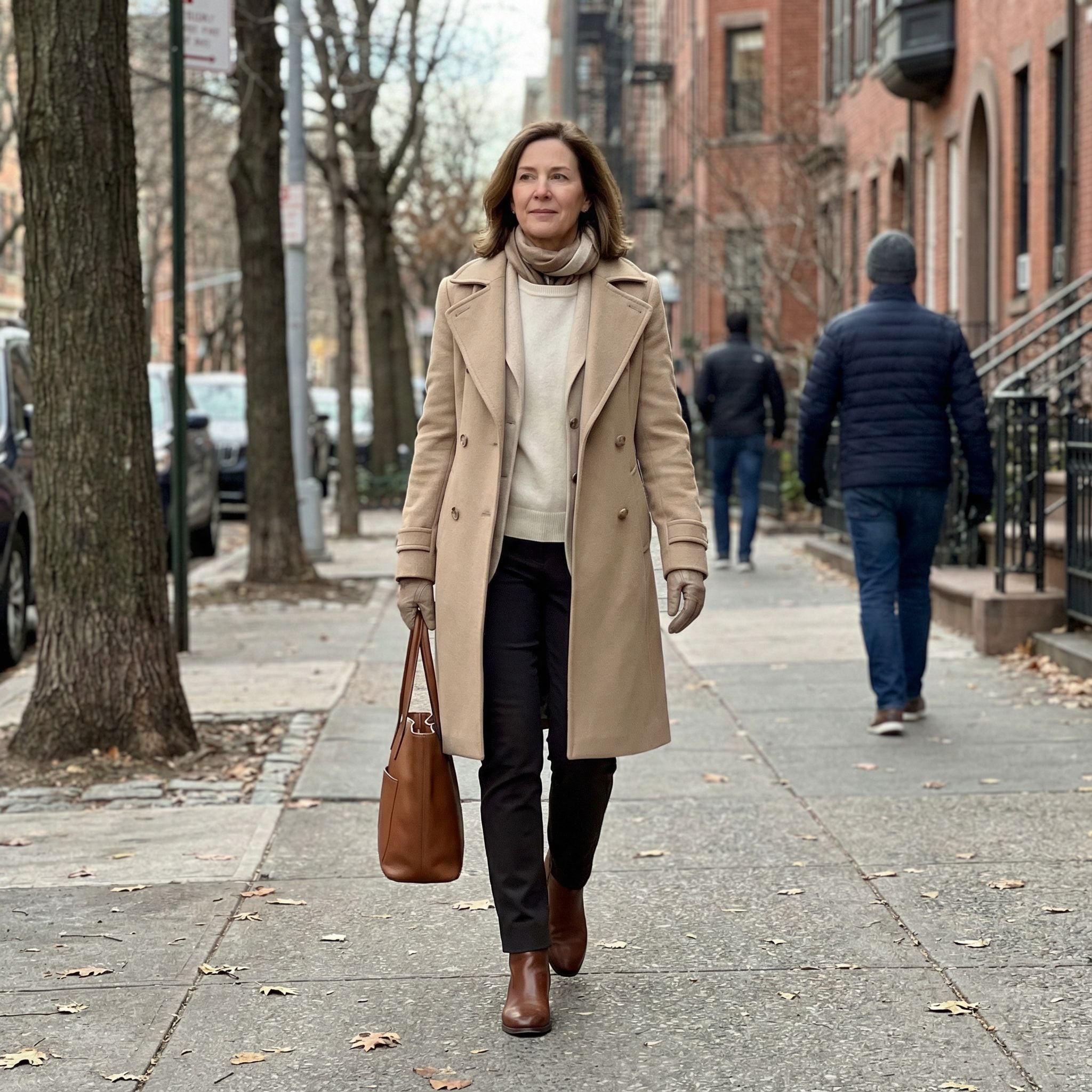 Beige Trench Quiet Luxury Crisp Winter Ensemble for 40-Year-Old Women