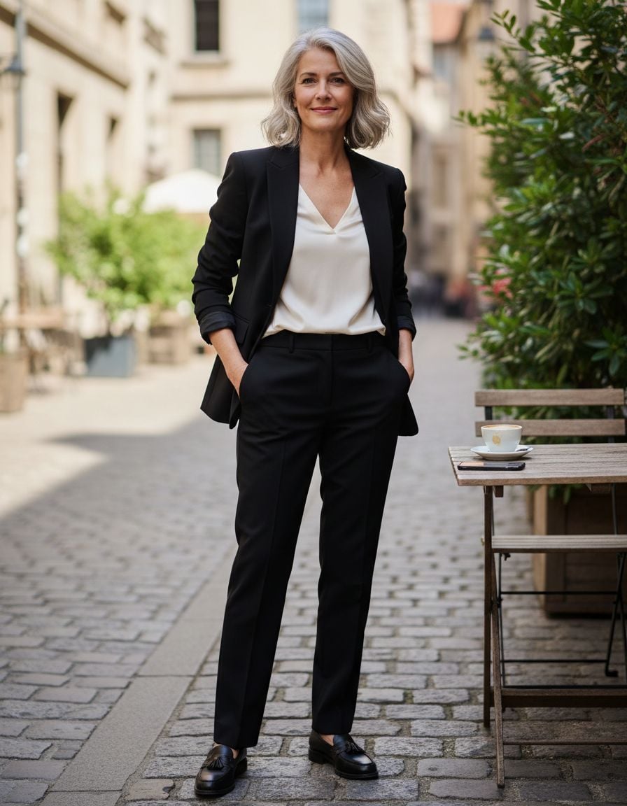 Black Blazer with Tailored Trousers