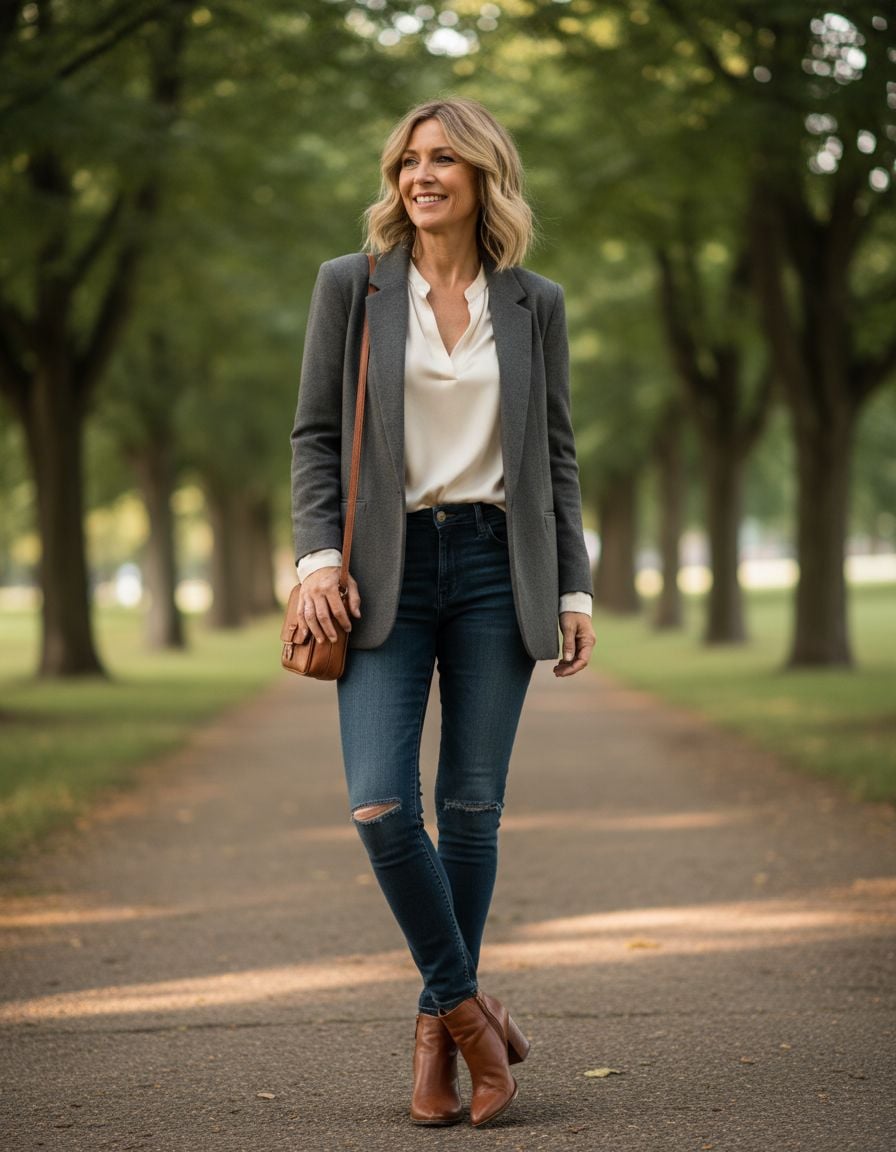 Blazer Outfit with Ankle Boots