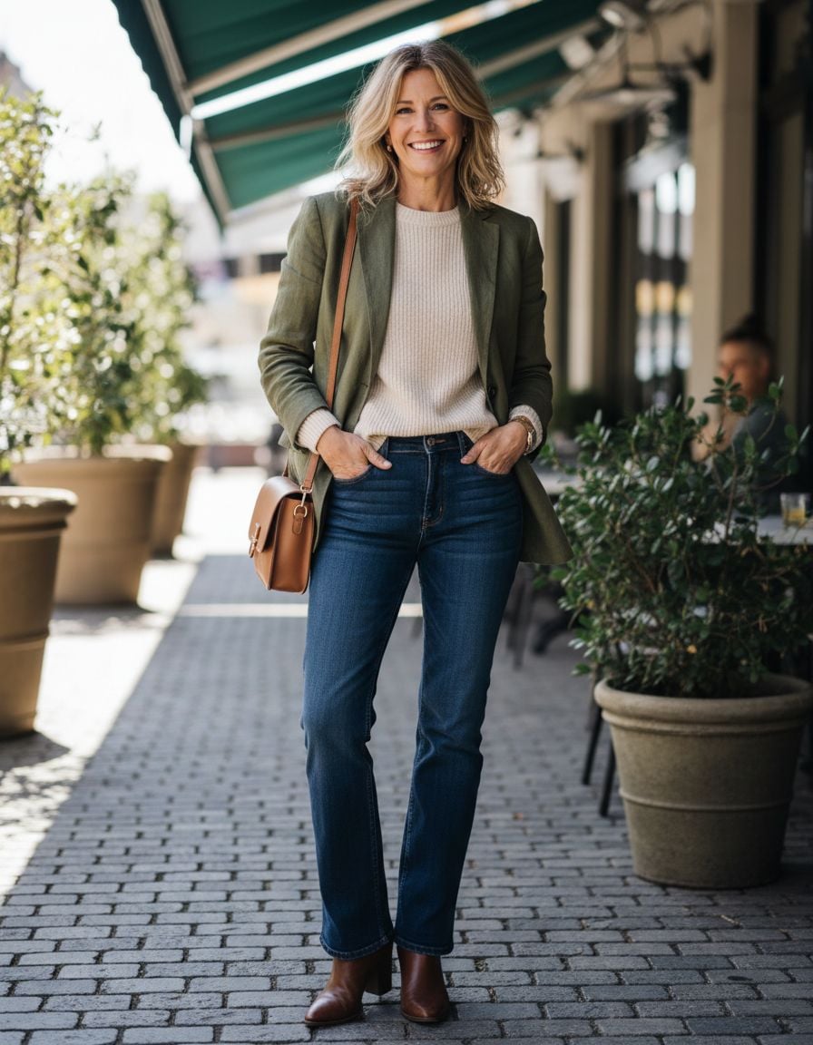 Blazer Outfit with Bootcut Jeans