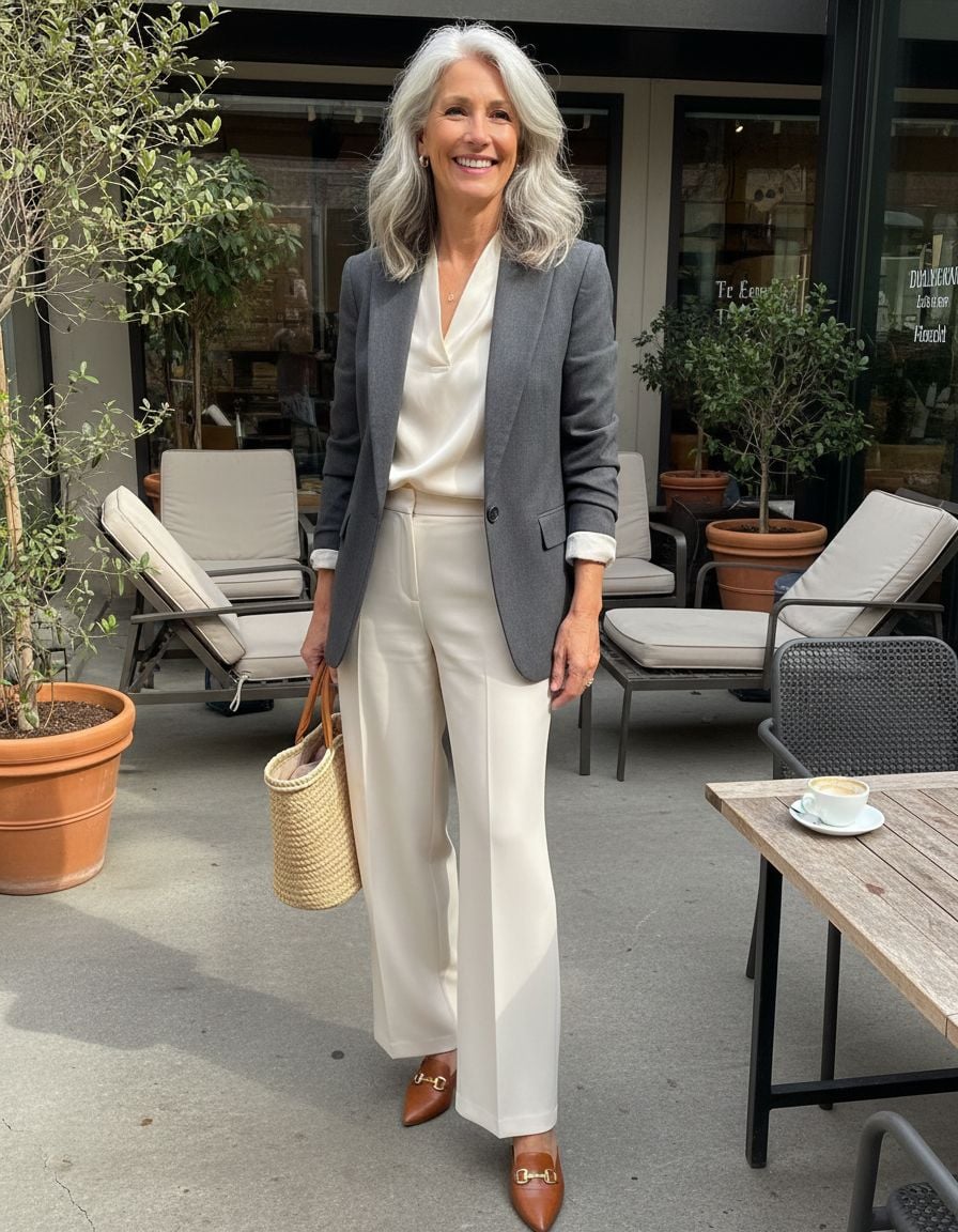 Blazer Outfit with Heeled Mules