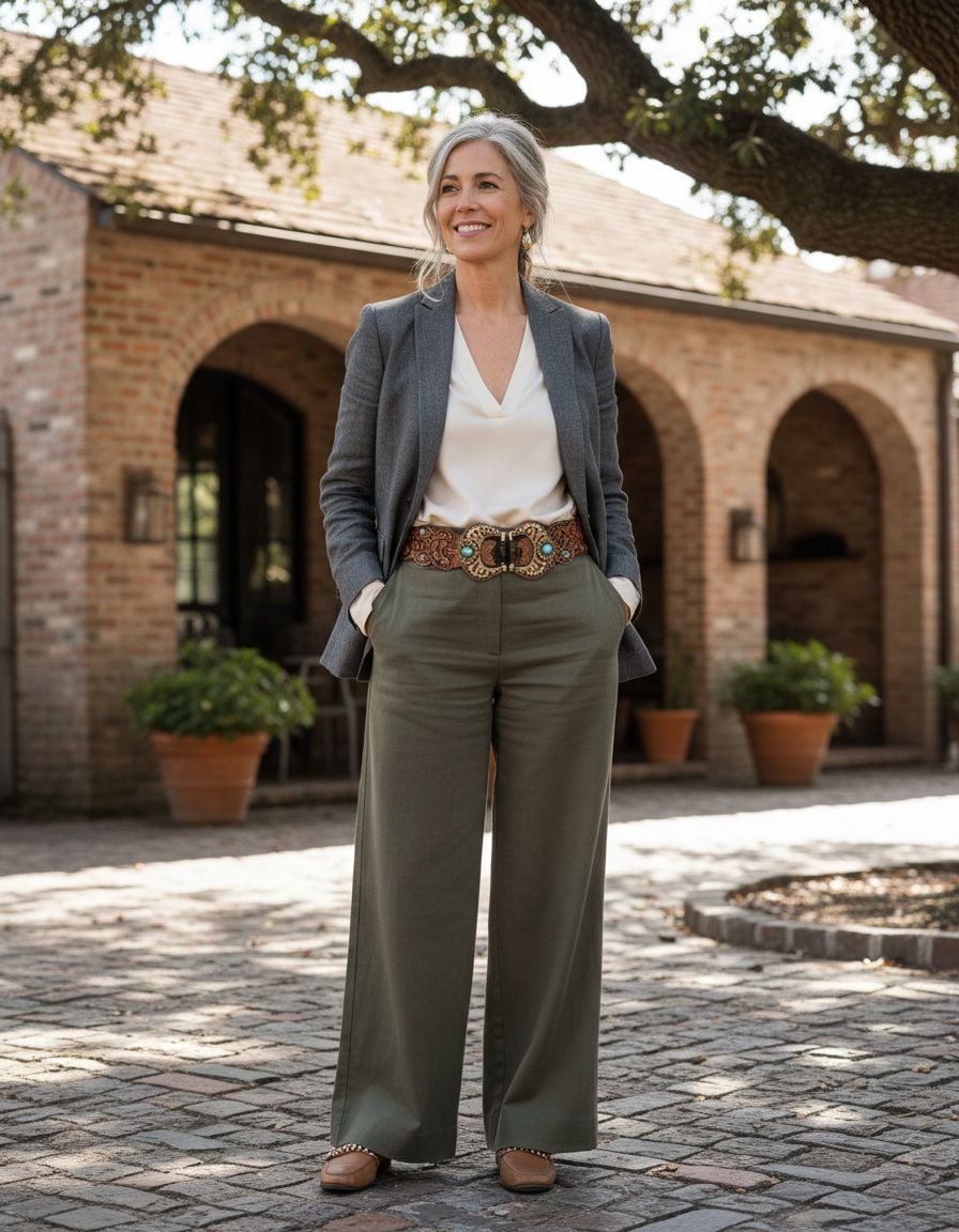 Blazer Outfit with Statement Belt