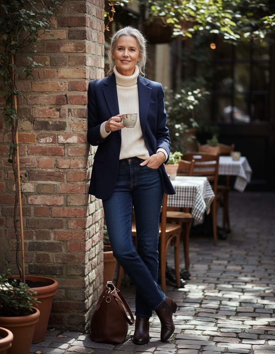 Blazer Outfit with Turtleneck Sweater