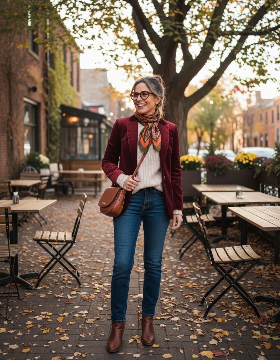 Burgundy Blazer Outfit for Autumn