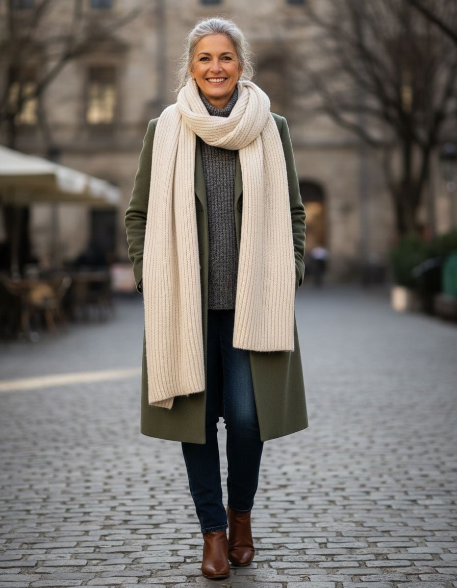 Cashmere Scarf Layered Winter Outfit