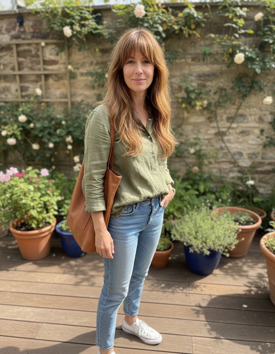 Classic Curtain Bangs with Long Layers