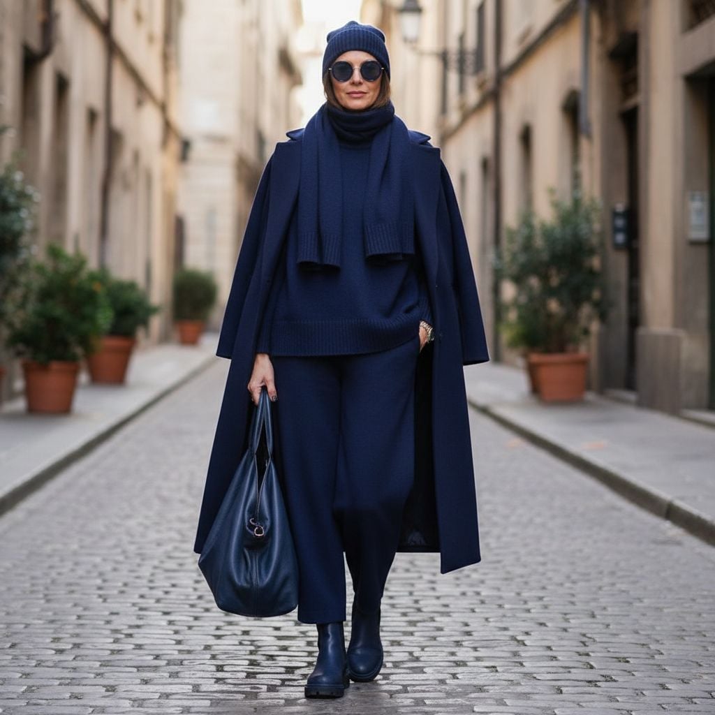 Head-to-Toe Navy Monochrome Outfit