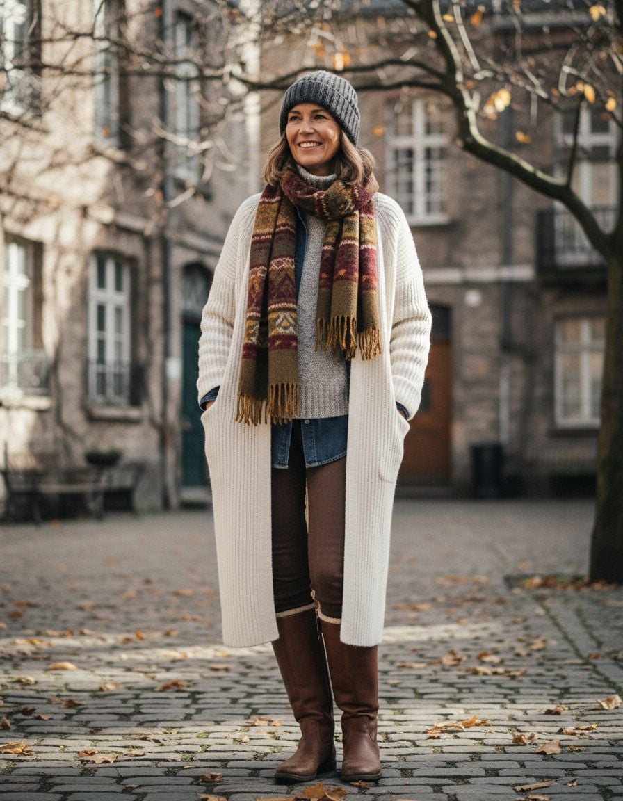 Layered Winter Outfit with Longline Cardigan