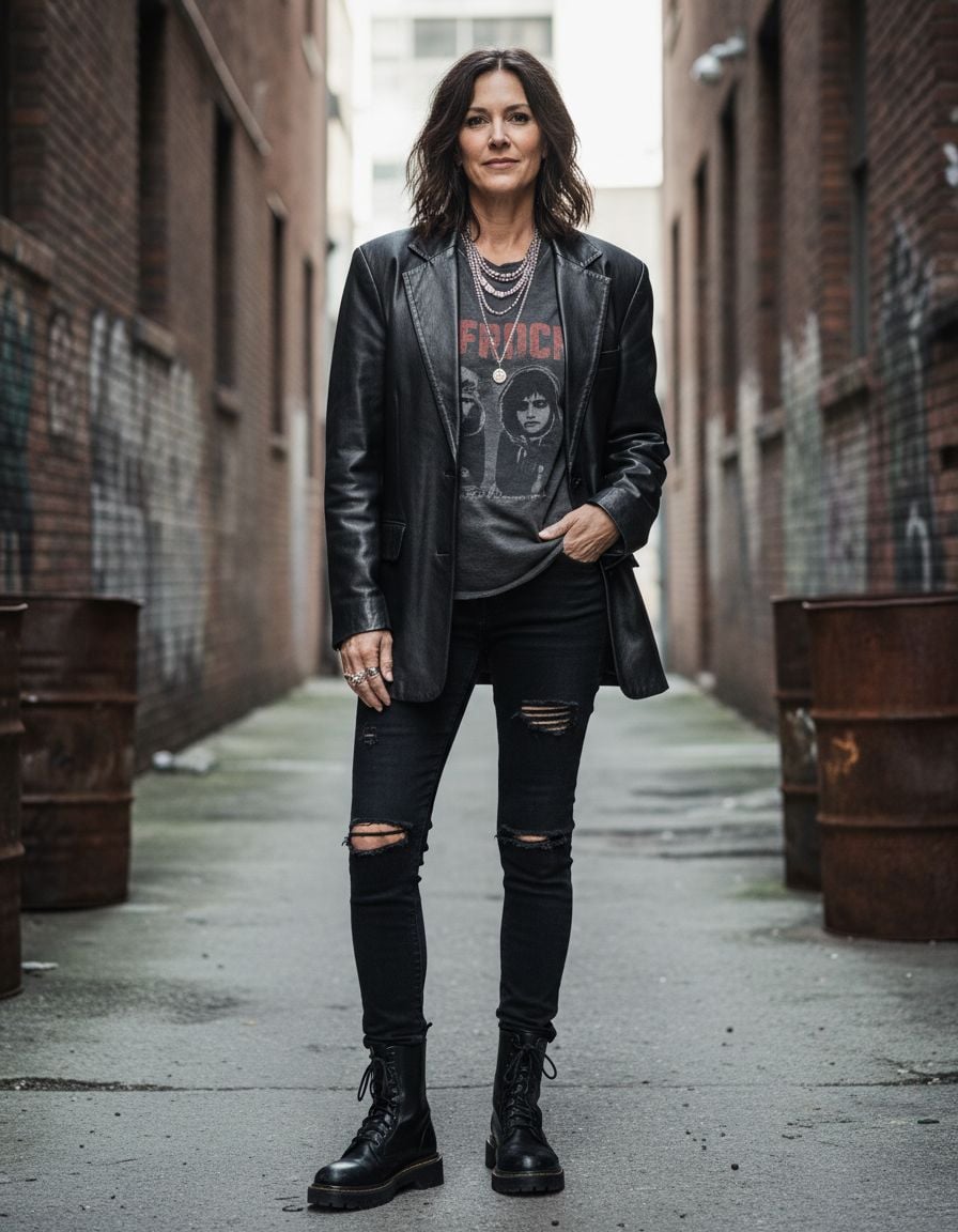 Leather Blazer Outfit for Edgy Style