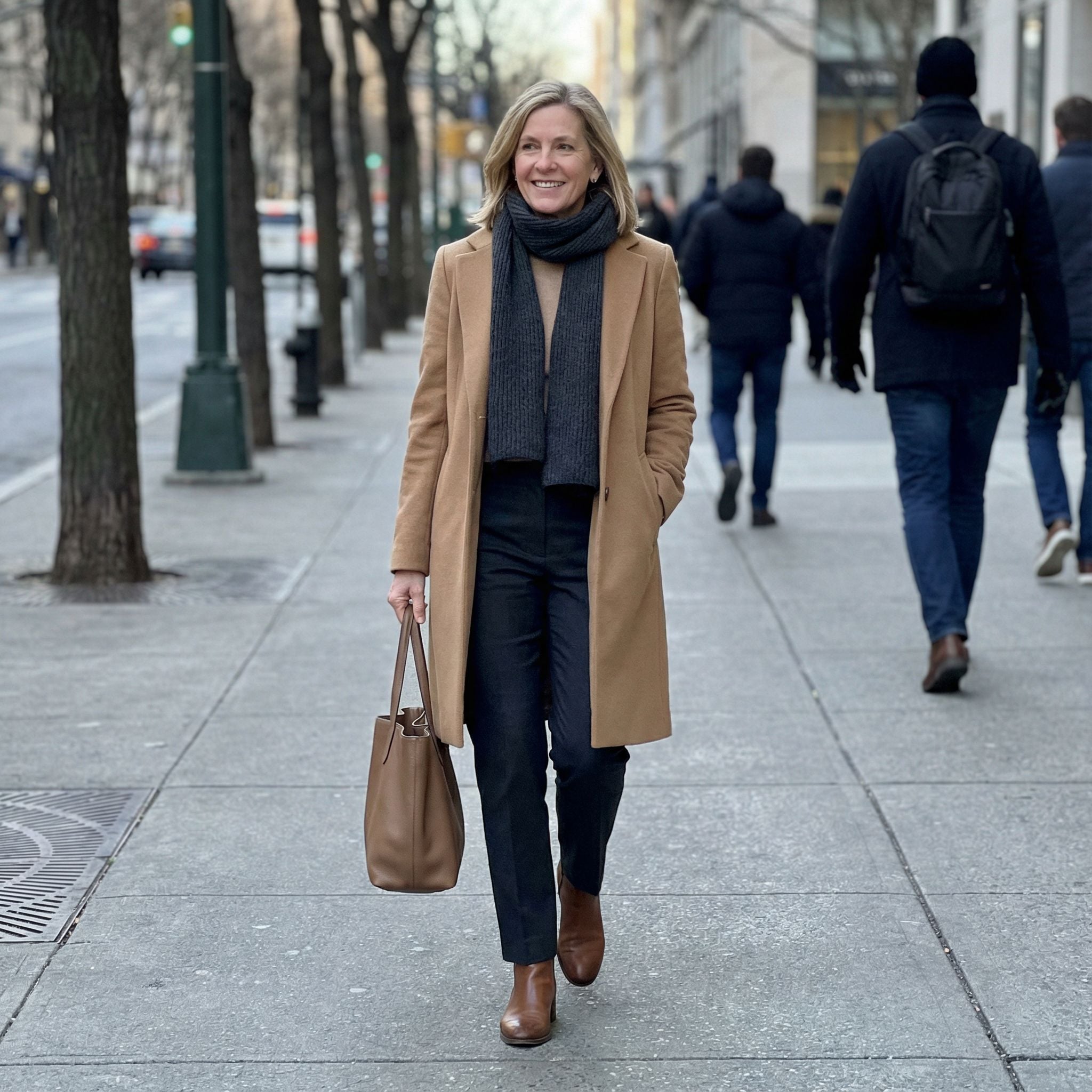 Merino Wool Layers Quiet Luxury Sidewalk Look for 40-Year-Old Women