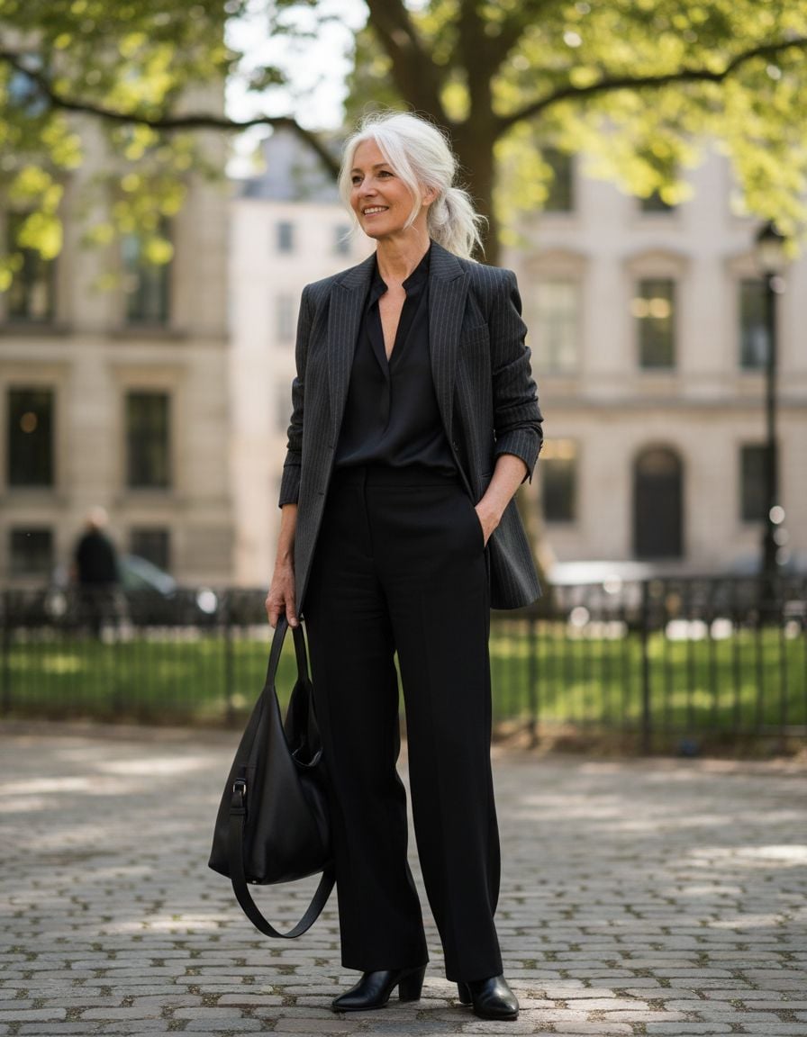 Pinstripe Blazer with Monochrome Look