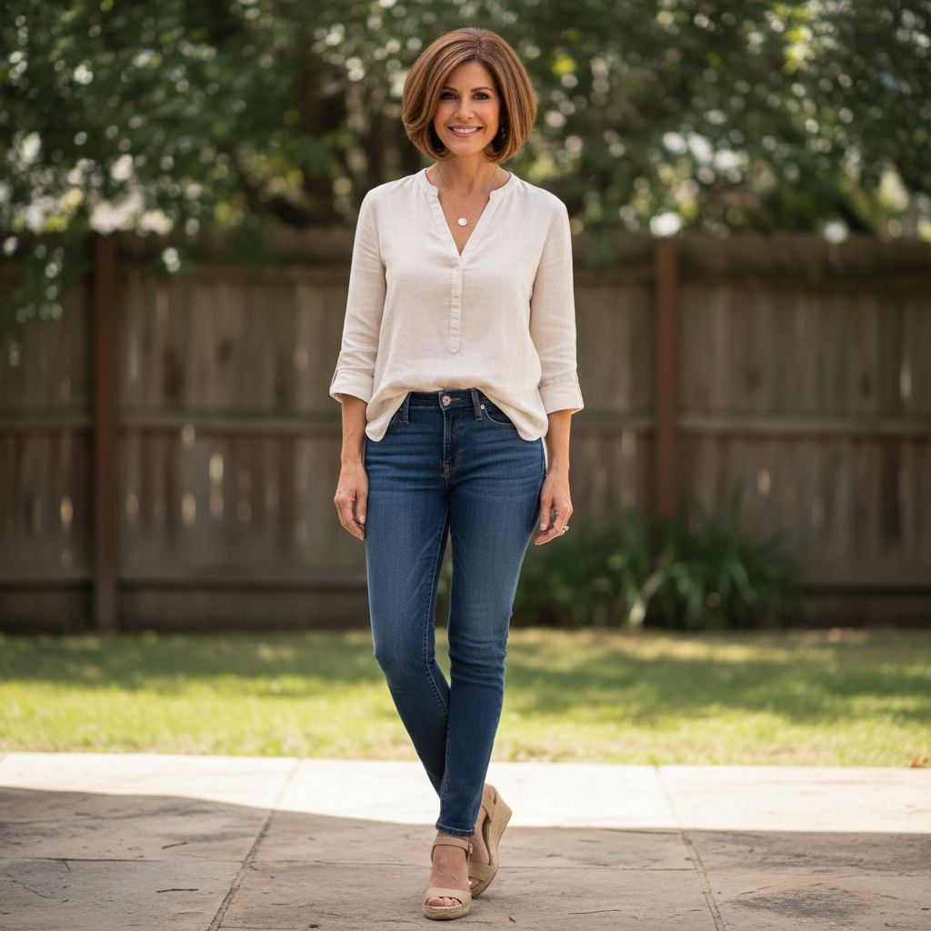 Rounded Bob Hairstyle for Women 45+