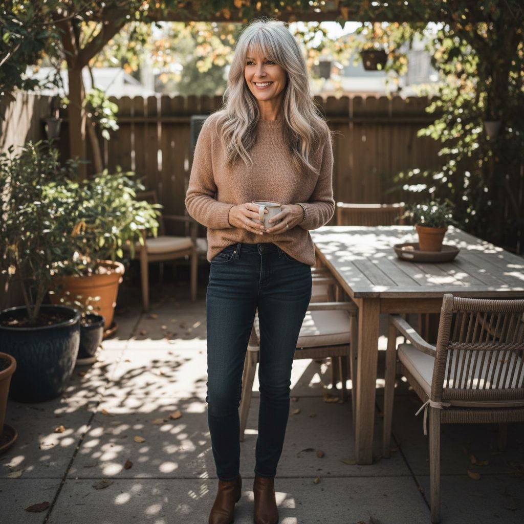 Side-Swept Bangs Hairstyle for Women Over 45