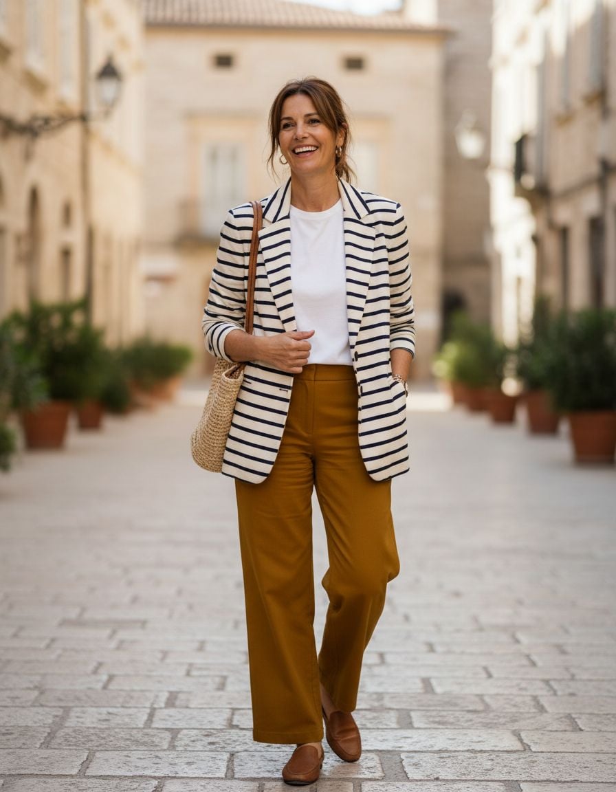 Striped Blazer with Solid Separates