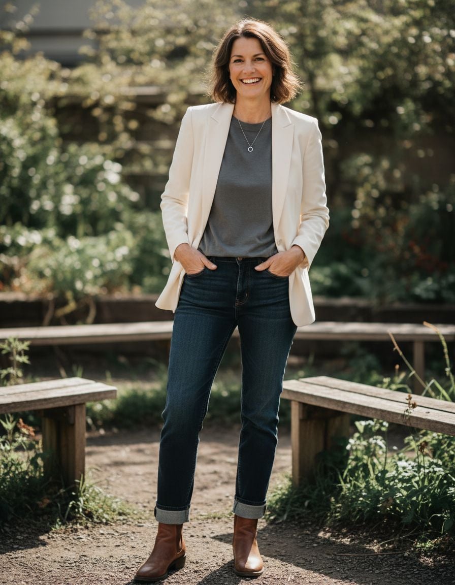Structured Blazer with Simple T-Shirt
