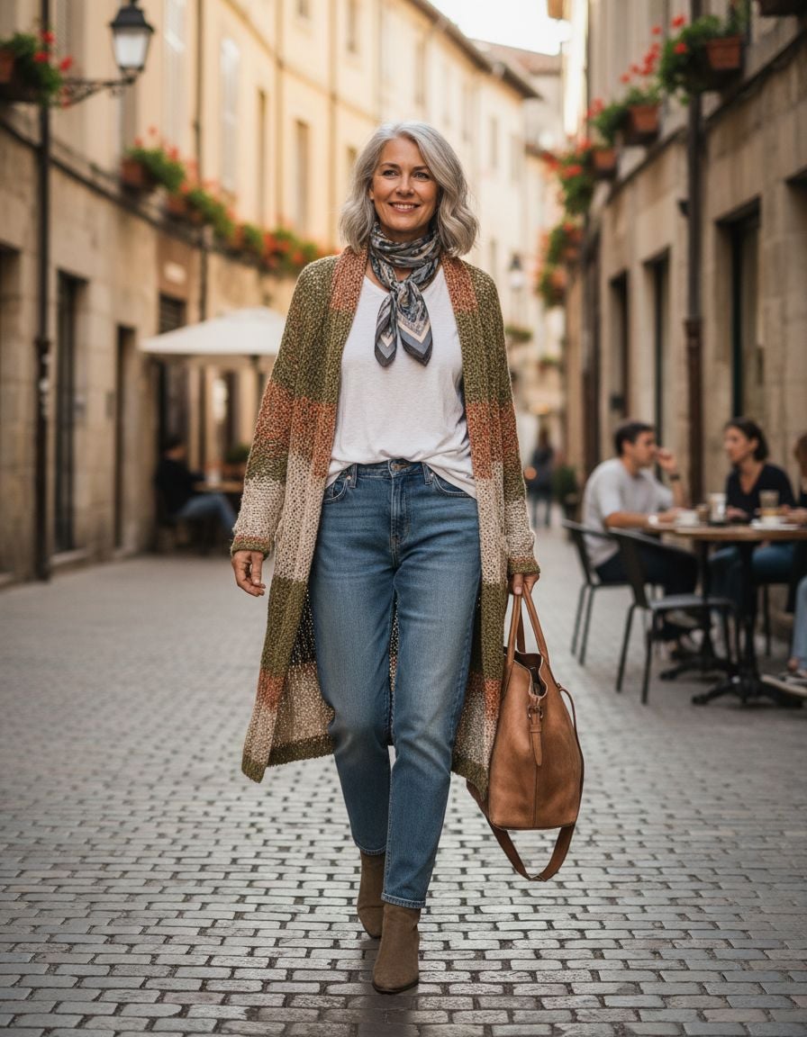 Stylish Cardigan Outfits for Women Over 40 with Casual European Style