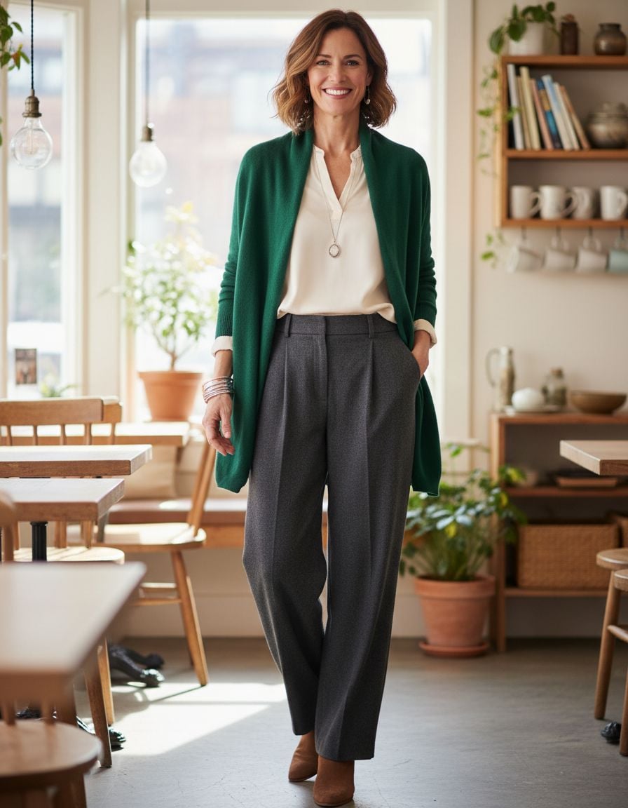 Stylish Cardigan Outfits for Women Over 40 with Flattering Silhouettes