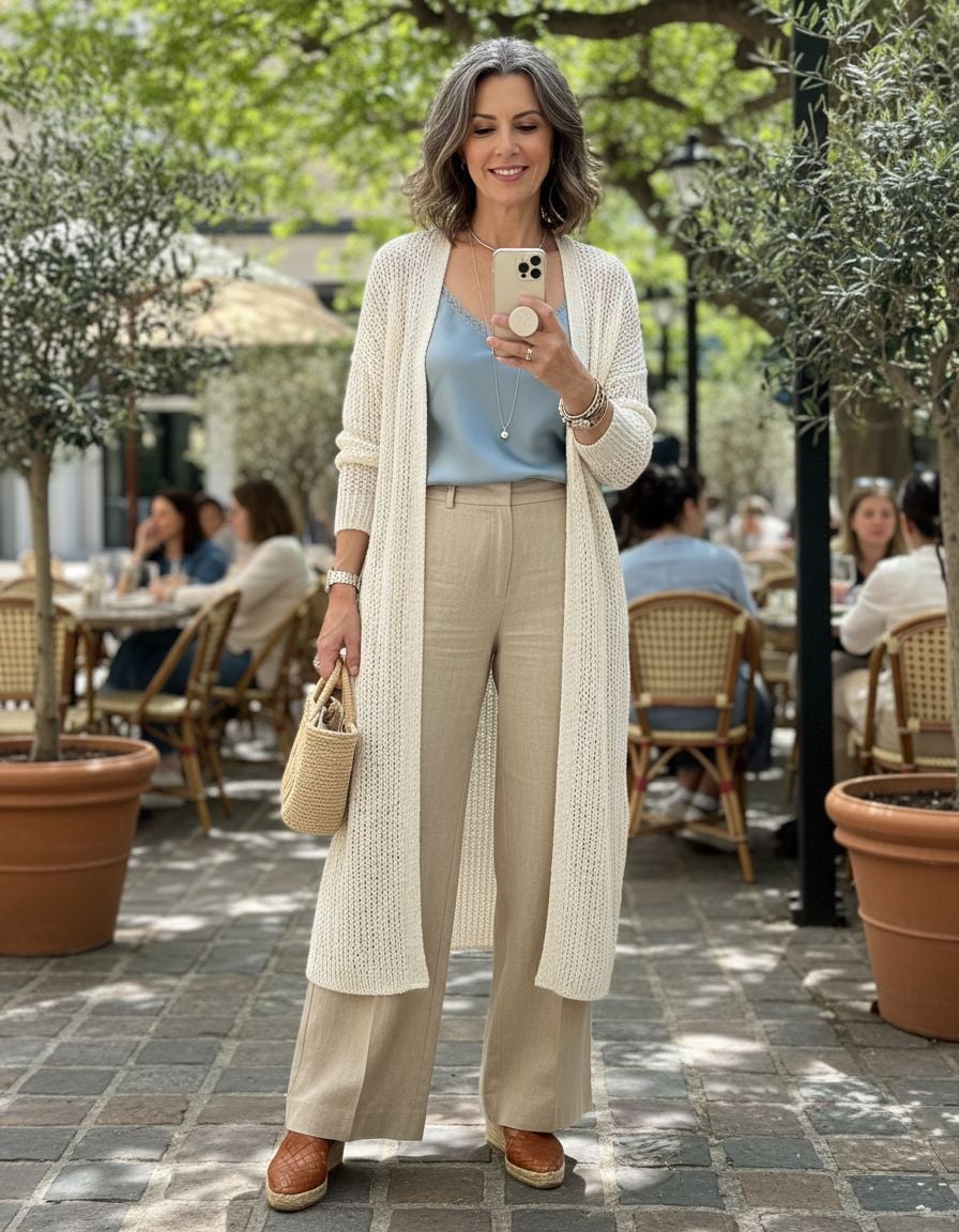 Stylish Cardigan Outfits for Women Over 40 with Lightweight Spring Layers