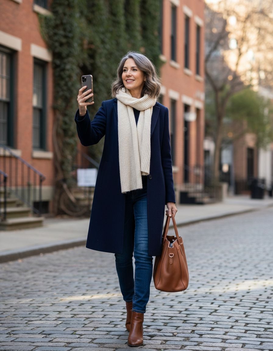 Tailored Wool Coat in Navy