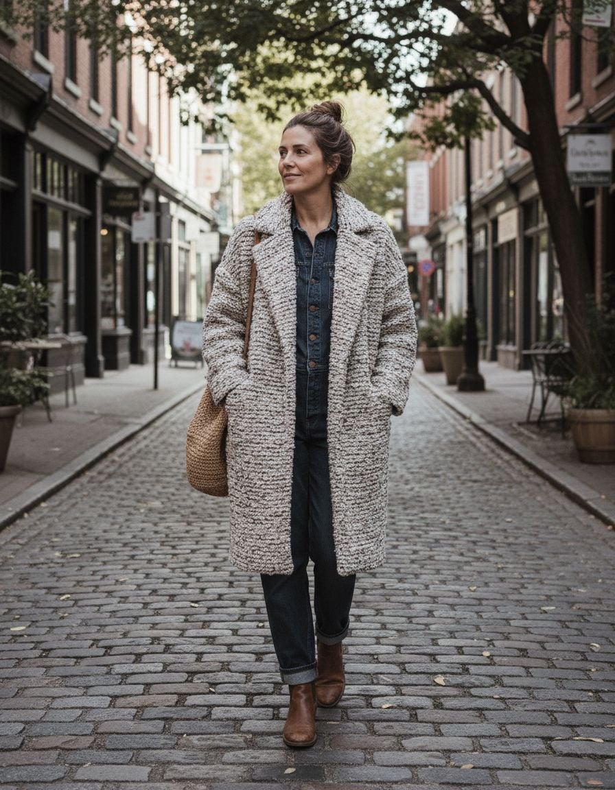 Textured Bouclé Coat for Interest